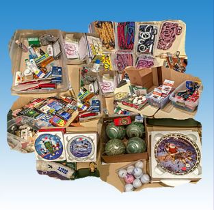 Sales items displayed at an Operation Shoebox meeting
